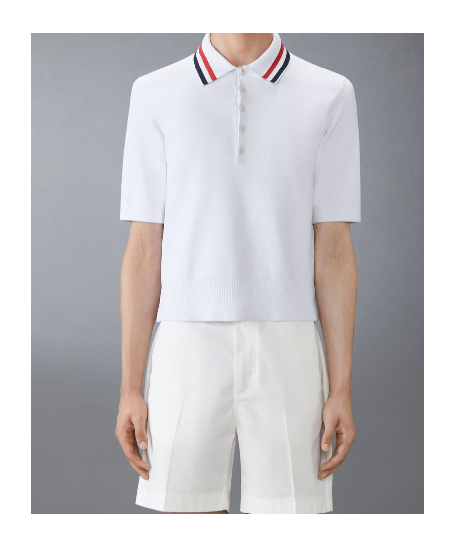 Thom Browne Short Sleeve Polo Shirt In White