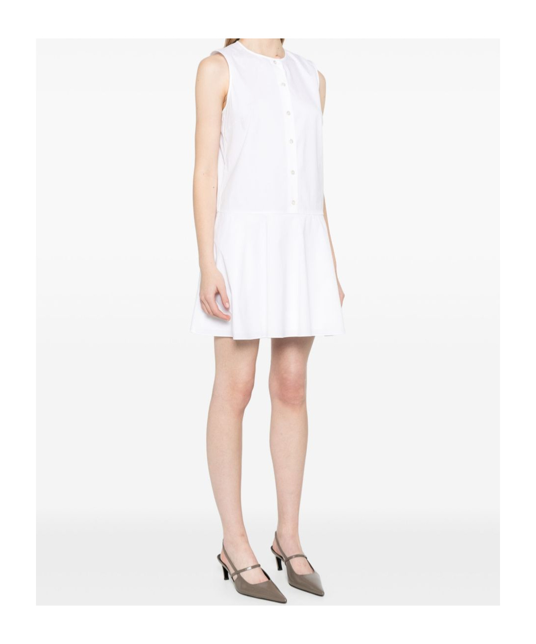 Theory Mini Dress With Crew Neck And Flared Skirt In White