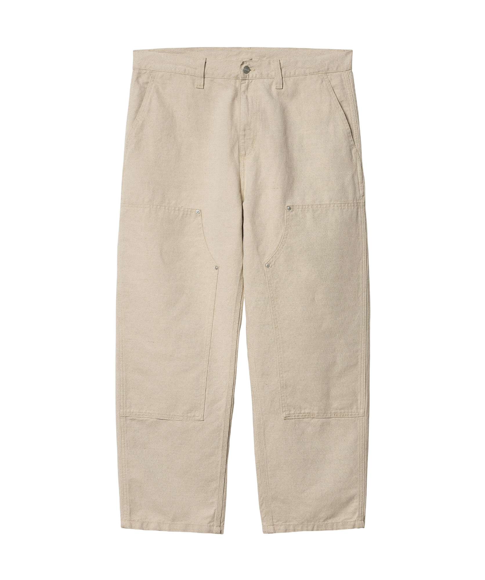 Carhartt Wip Walter Double Knee Logo-patch Tapered Trousers In Neutral