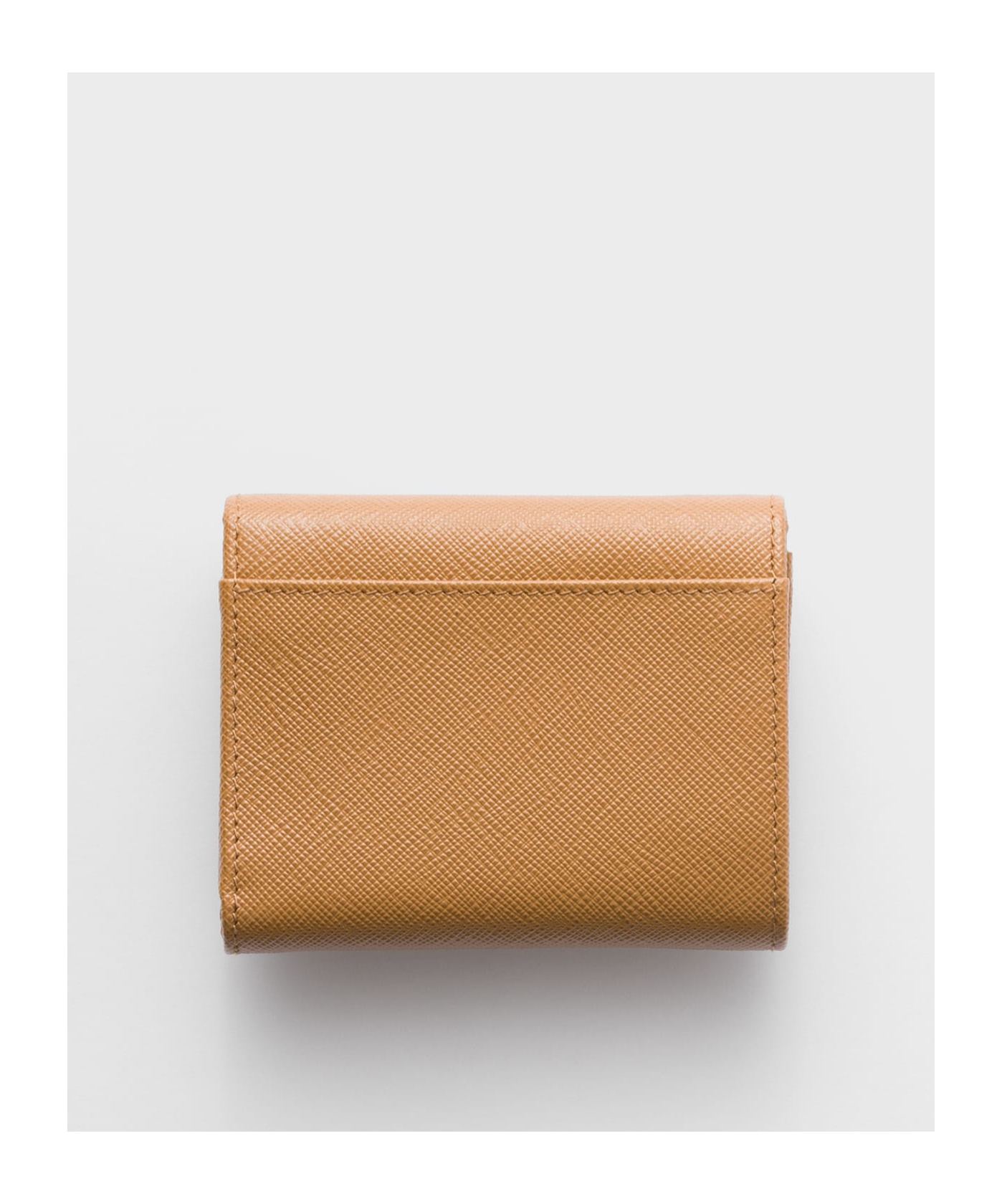 Shop Prada Small Saffiano Leather Wallet In Caramel