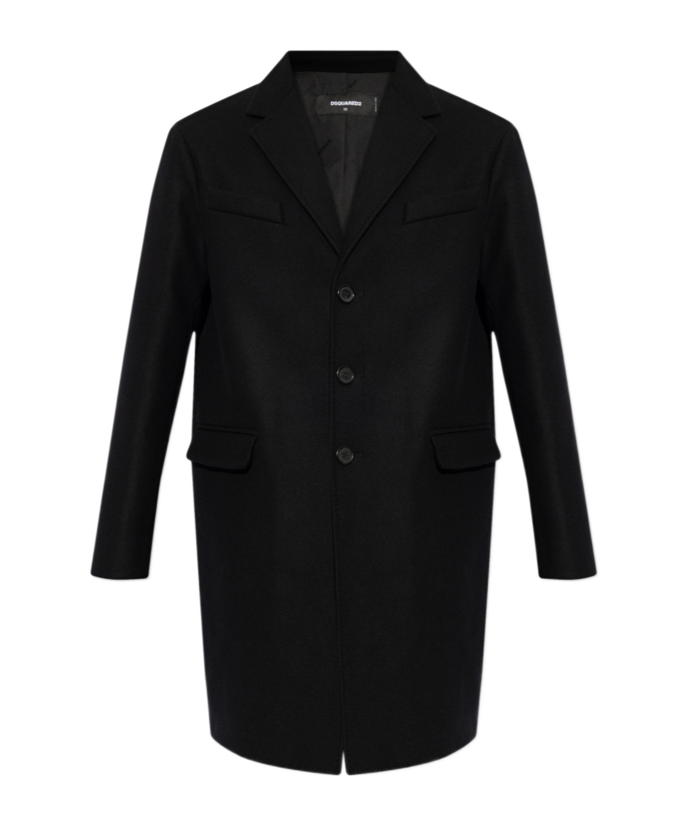 Dsquared2 Single-breasted Midi Coat In Black