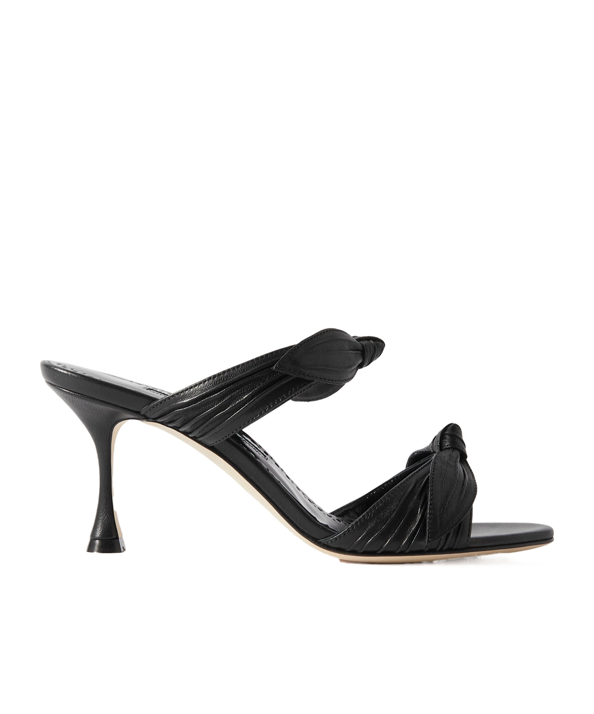 Manolo Blahnik Lollo 70 Bow-embellished Leather Mules In Black