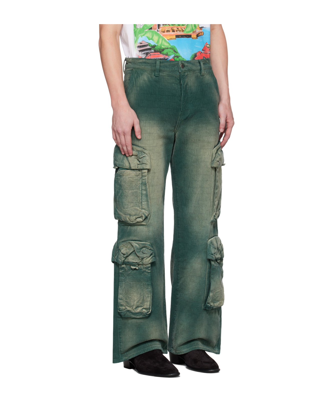 Amiri Patterned-jacquard Cargo Trousers In Green