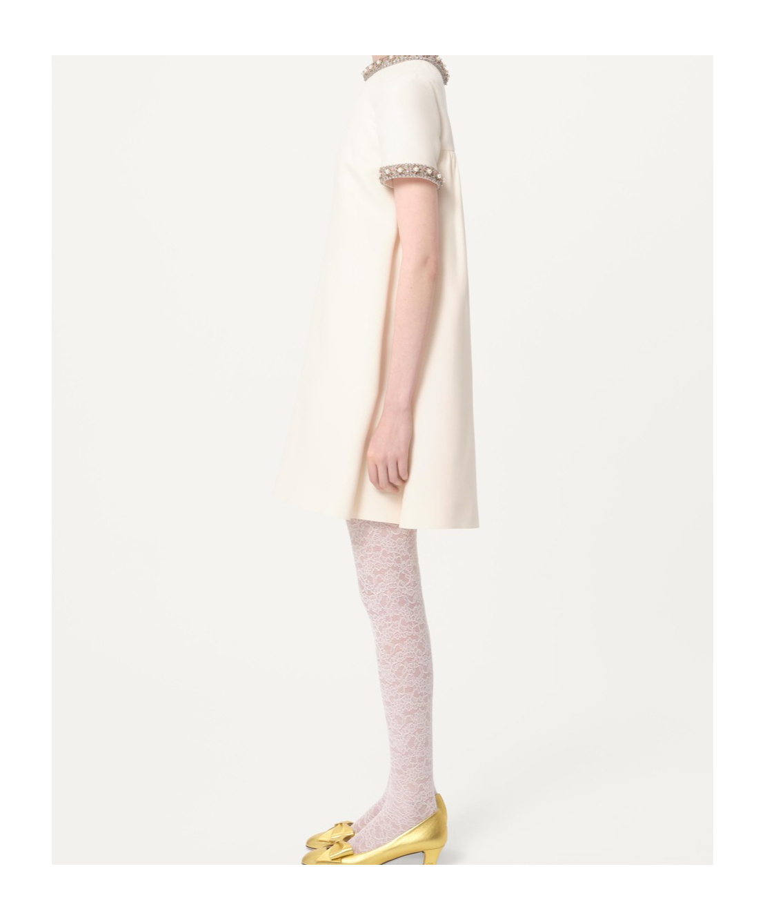 Valentino Short Sleeve Dress In White