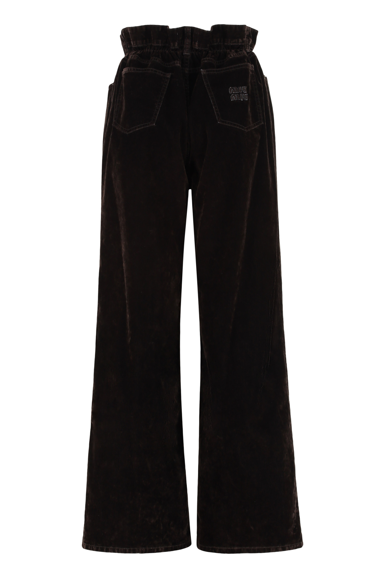 Miu Miu Dark Brown Velvet Wide-leg Pant In Brown