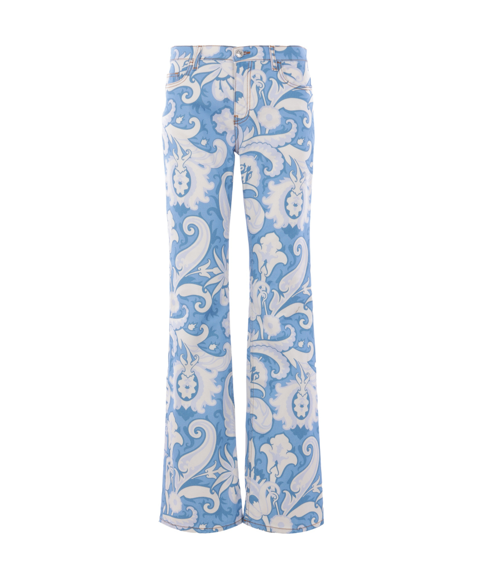 Shop Etro Logo Patch Straight-leg Jeans In Blue