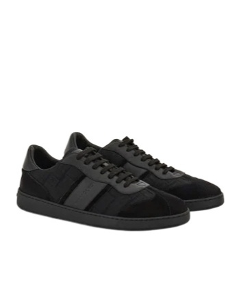 Ferragamo Achille 1 Low-top Sneakers In Leather In Black