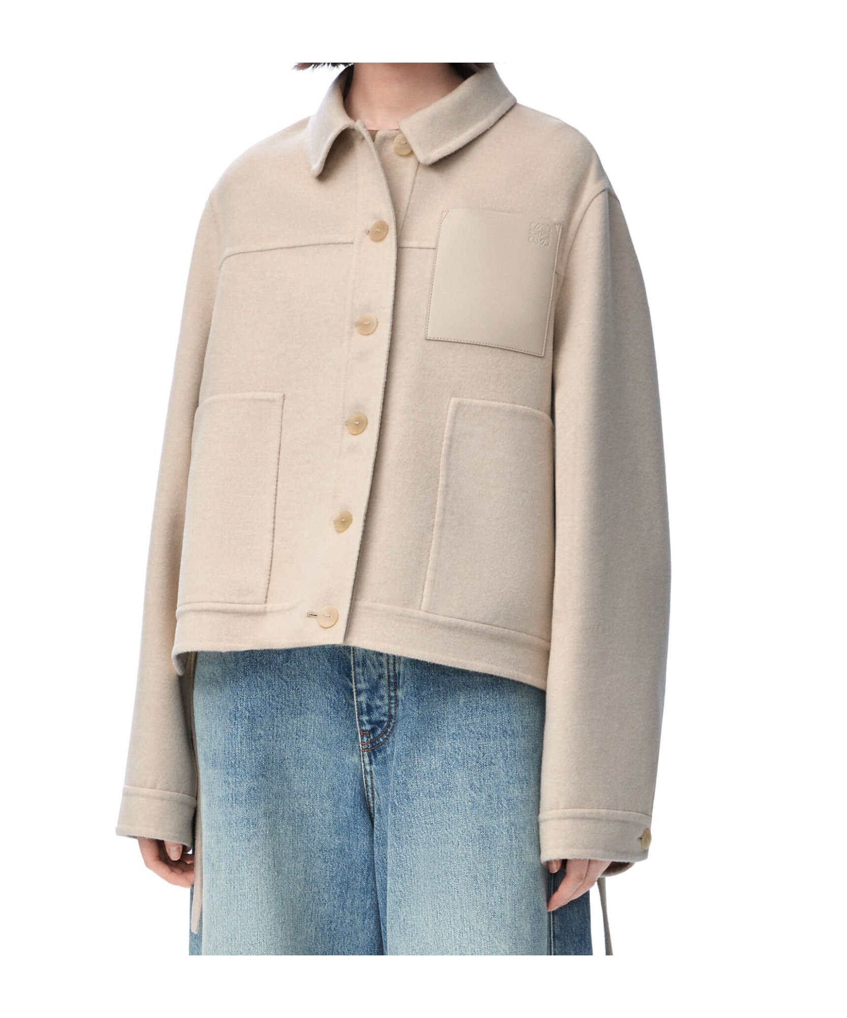 Shop Loewe Workwear Jacket In Wool And Cashmere In Nude