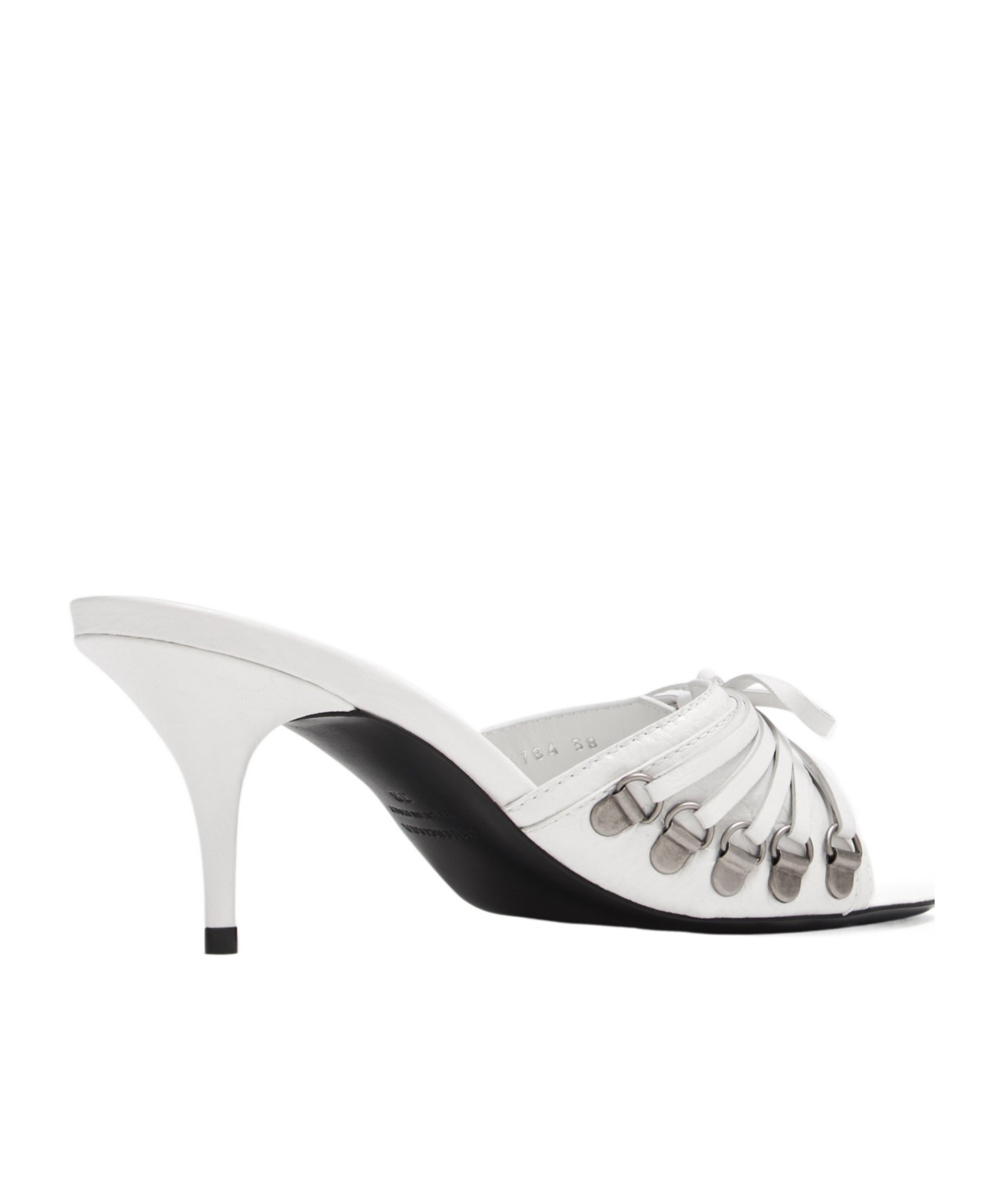 Balenciaga Open Toe Cagole Mules With Lace-up Design 6cm In White
