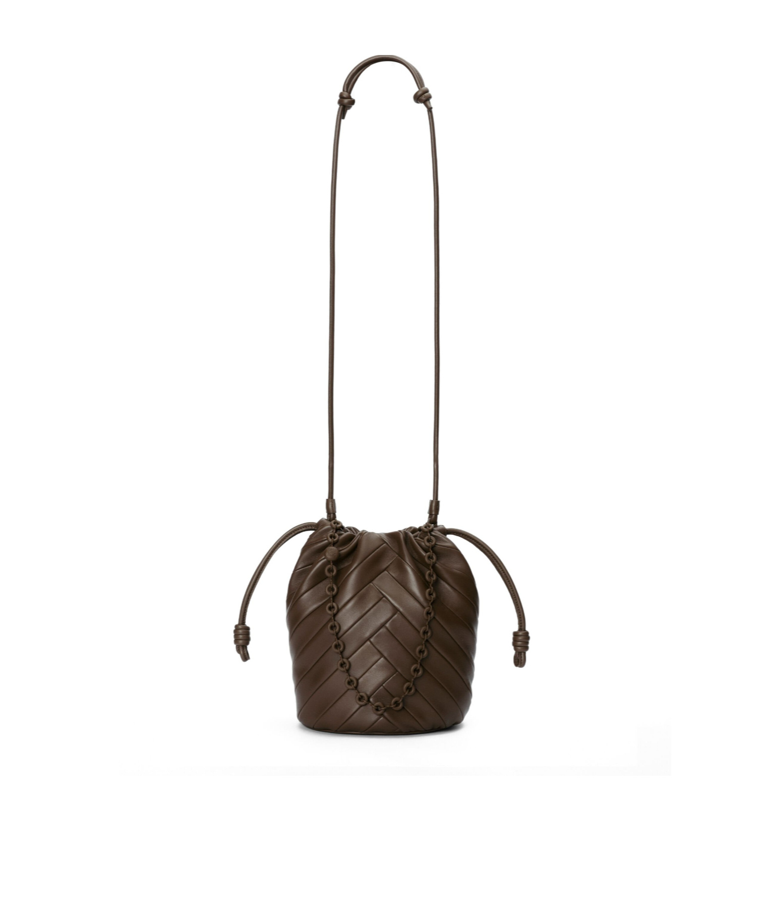 Loewe Womens Chocolate Flamenco Purse Leather Bucket Bag In Green