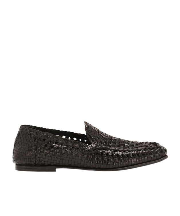 Dolce & Gabbana Intrecciato Moccasins In Black