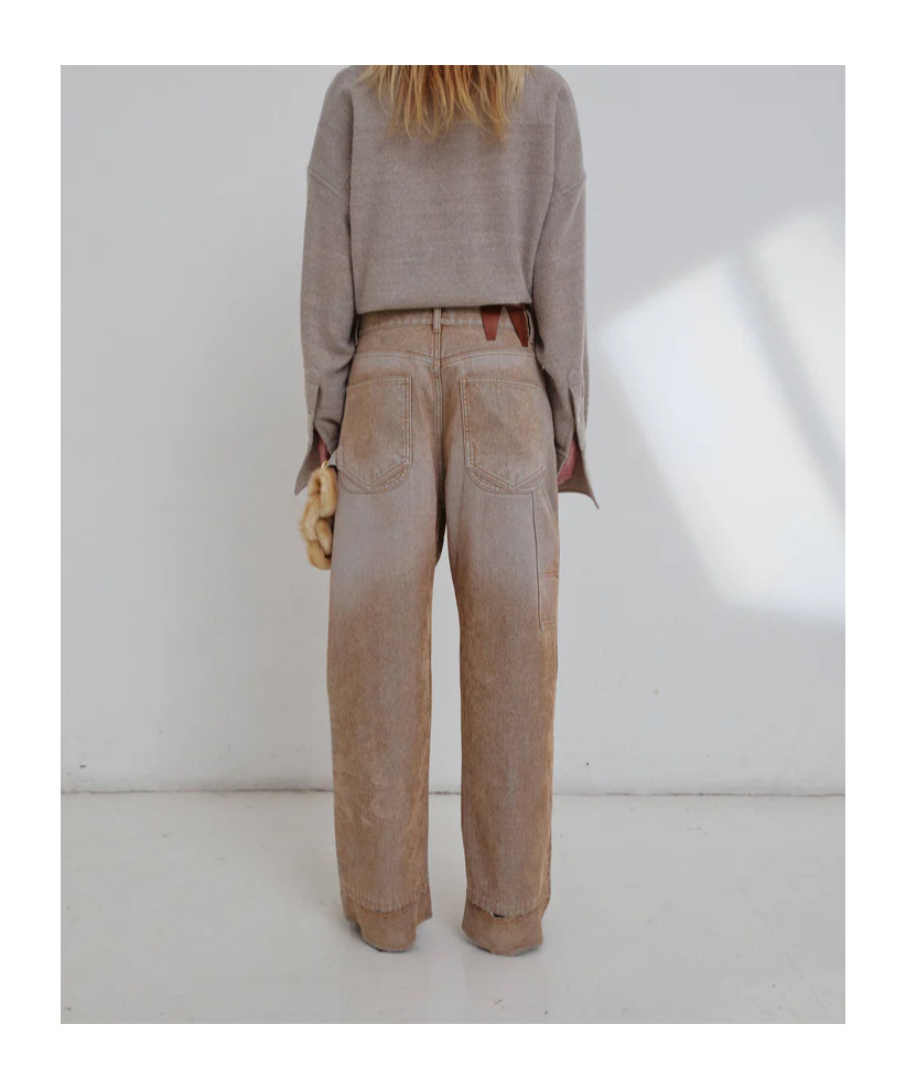 Darkpark Lisa - Chain Adorned Loose Fit Carpenter Flock Denim In Gray