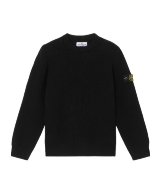 Stone Island Crewneck Jumper With Ribbing In Black