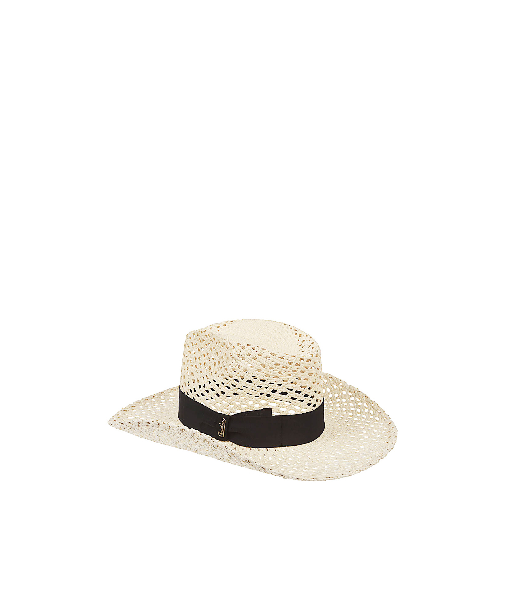 Borsalino Wide Brim Straw Hat With Woven Texture