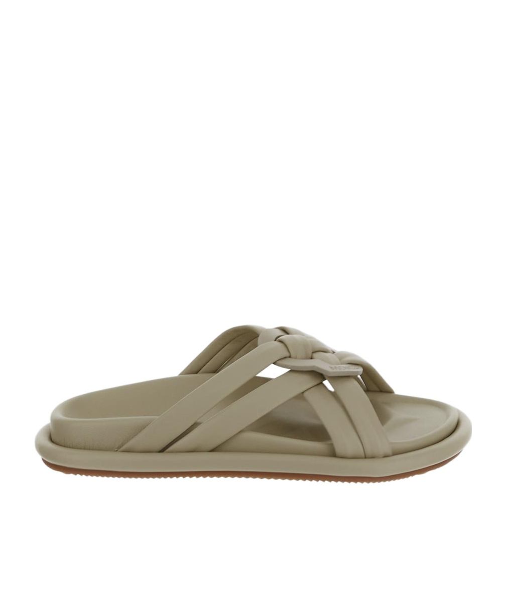 MONCLER BELL SOFT LEATHER SLIDERS