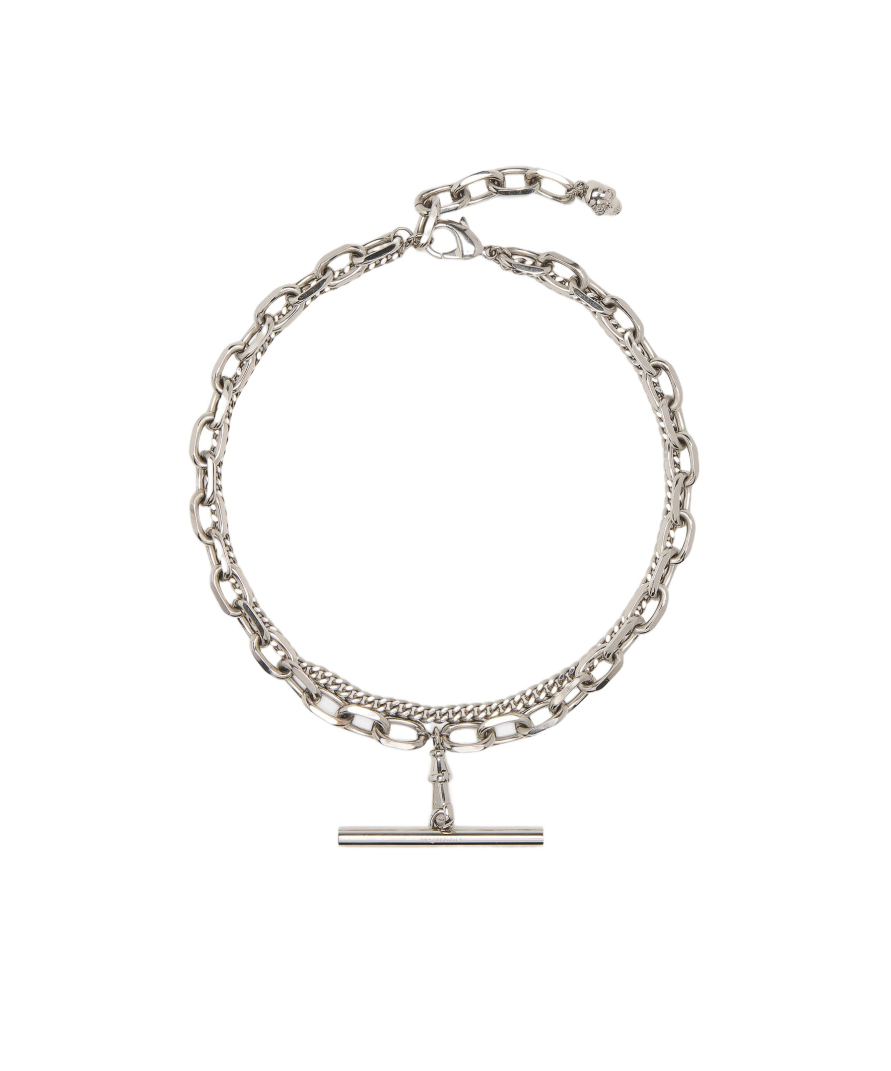 Alexander Mcqueen Sling Double-chain Necklace In Metallic