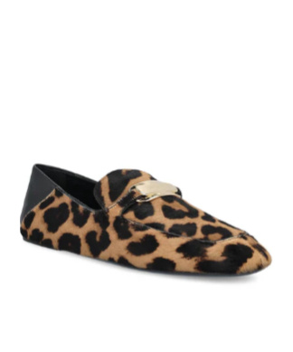 Ferragamo Leopard Printed Slip-on Flat Shoes In Black