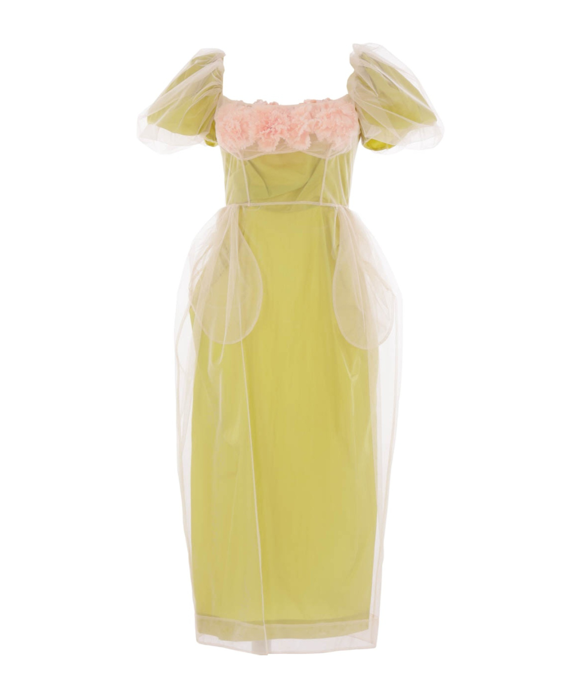 Simone Rocha Layered Balconette Midi Dress In Yellow