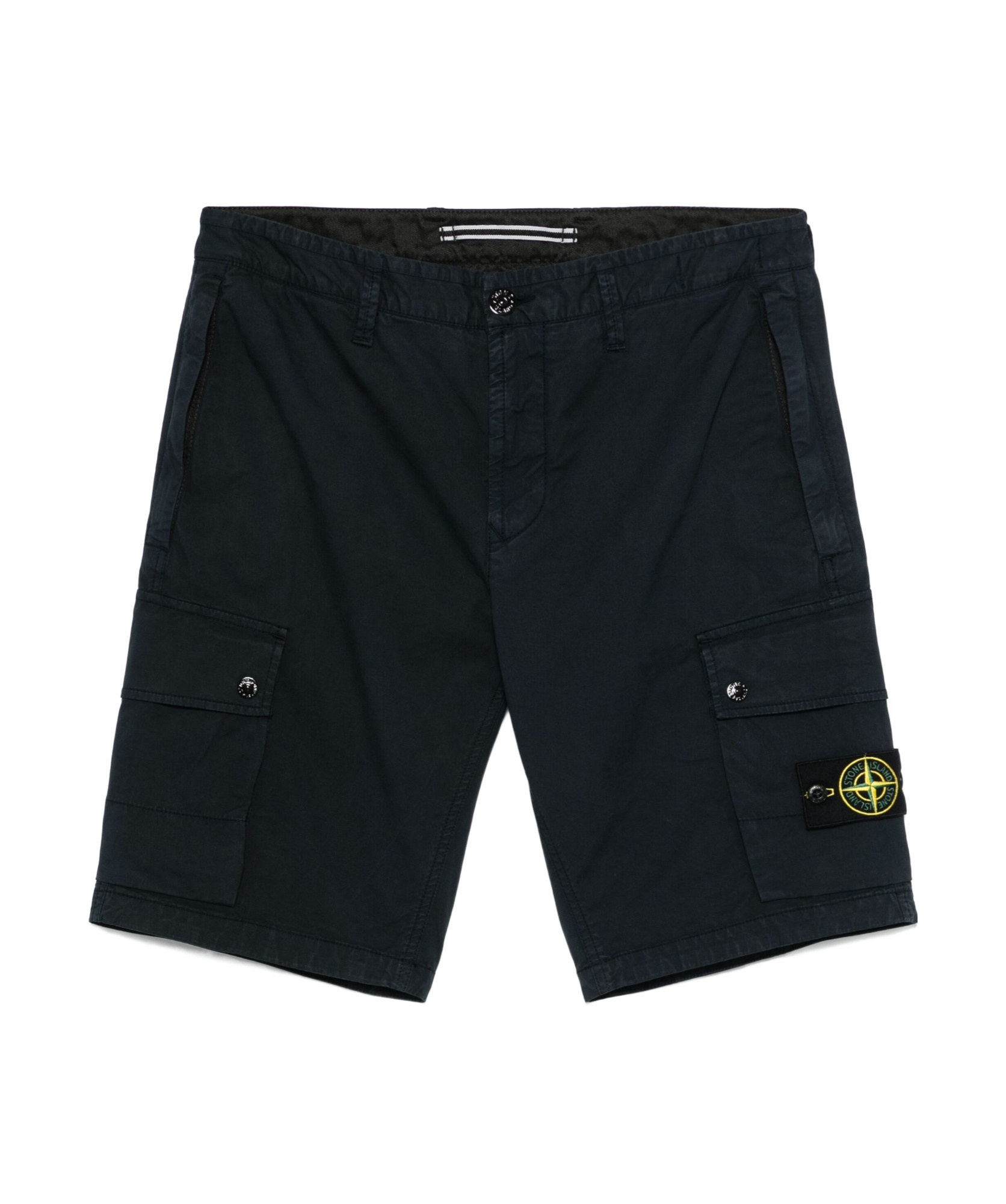 Stone Island Blue Shorts With Elastic Drawstring Waist And Logo Patch On The Front In Cotton Man In Blue