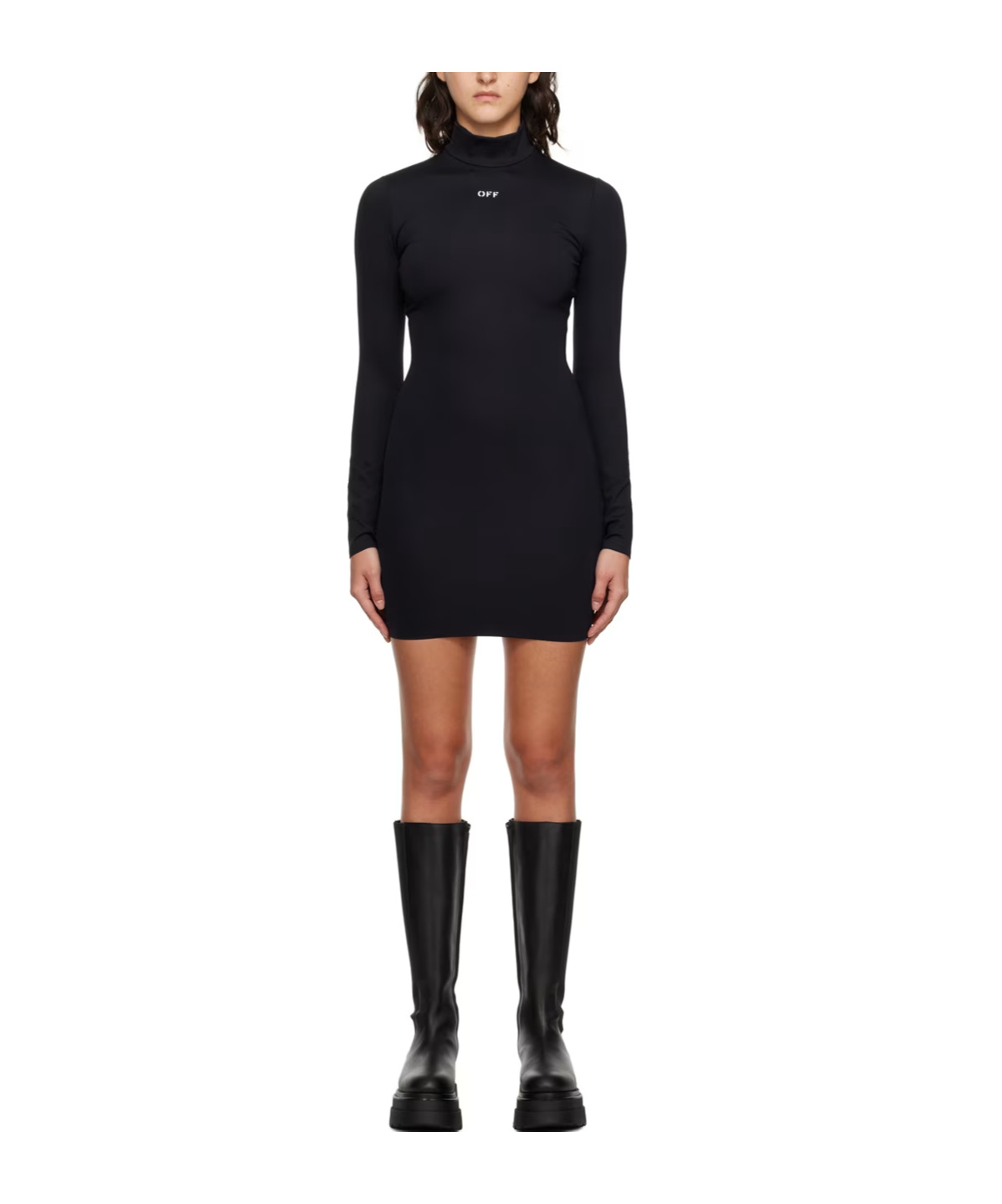 Off-white Dress In Black Viscose In Black