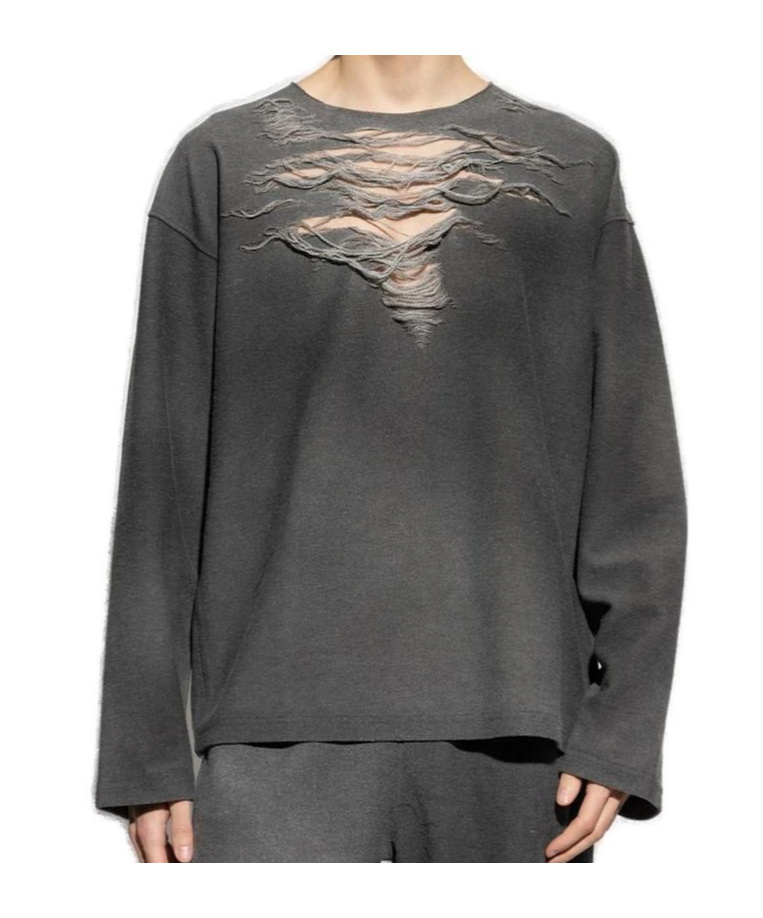 Diesel Men's Runway Distressed Chest Sweater In Black
