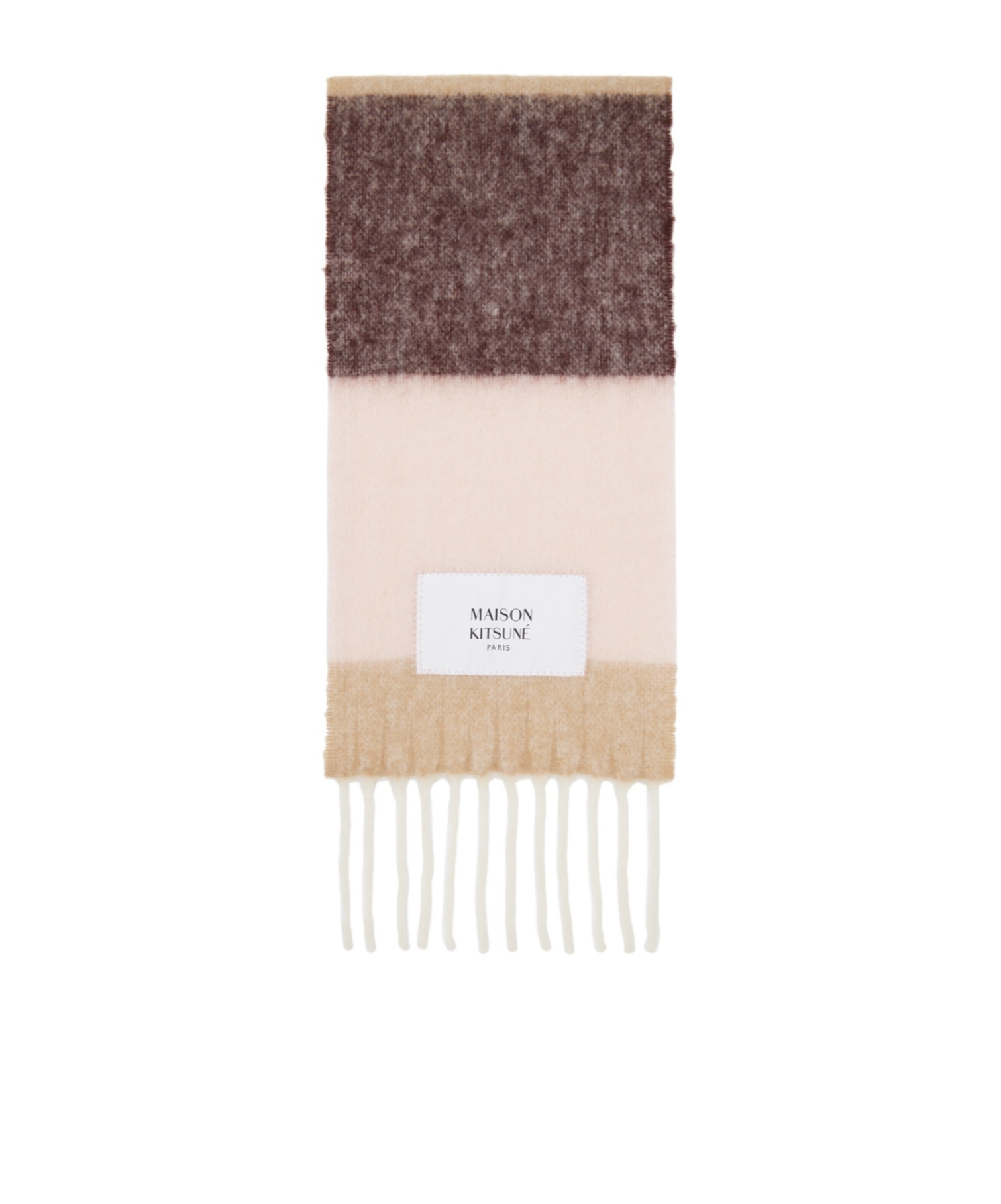 MAISON KITSUNÉ MAISON KITSUNÉ STRIPED FRINGED SCARF