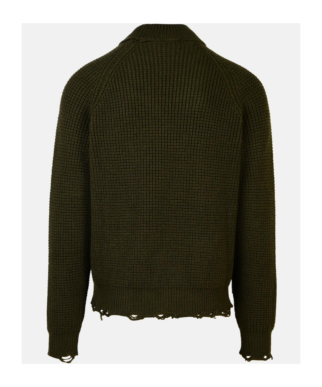 Dsquared2 Dark Green Wool Turtleneck Sweater In Black
