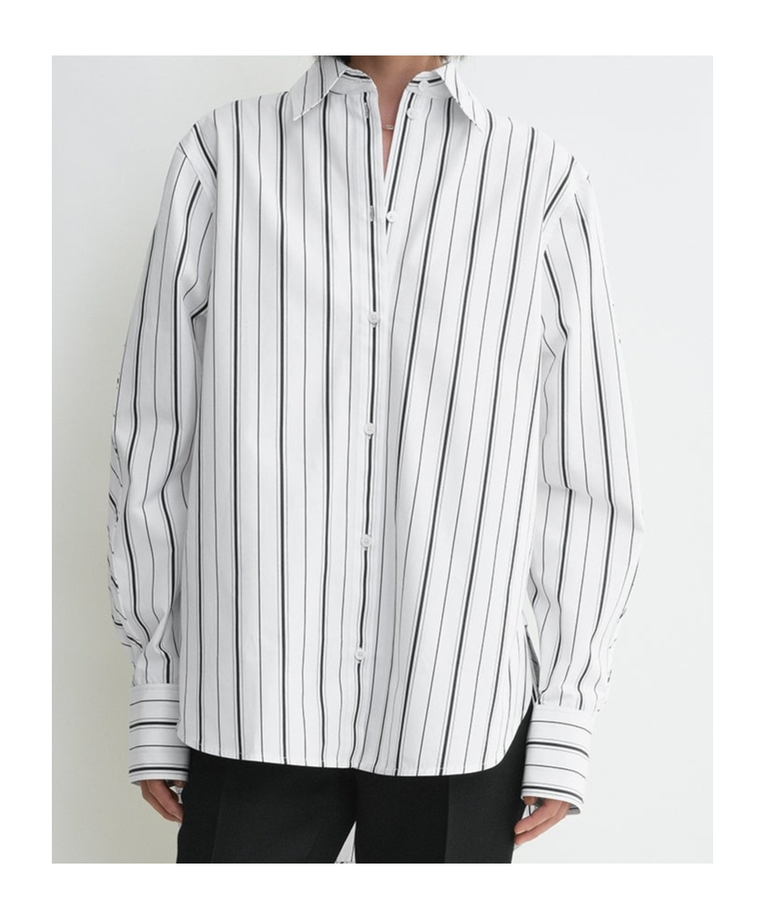Totême Toteme Oversize Stripe Organic Cotton Poplin Button-up Shirt In White