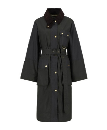 Barbour Belted Tartan-cuff Coat In Black