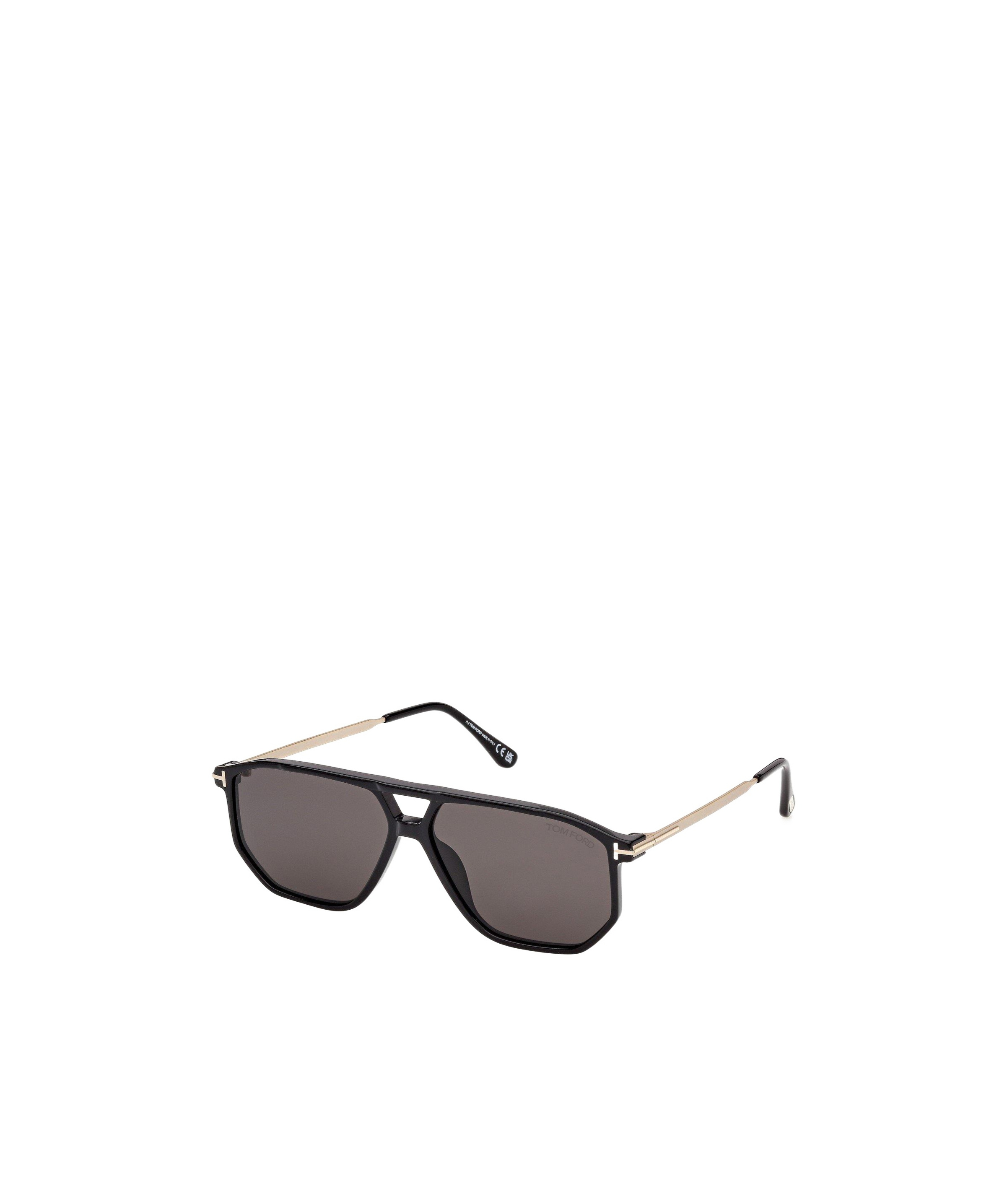 Tom Ford Pilot Polygon Double-bridge Sunglasses In Gray