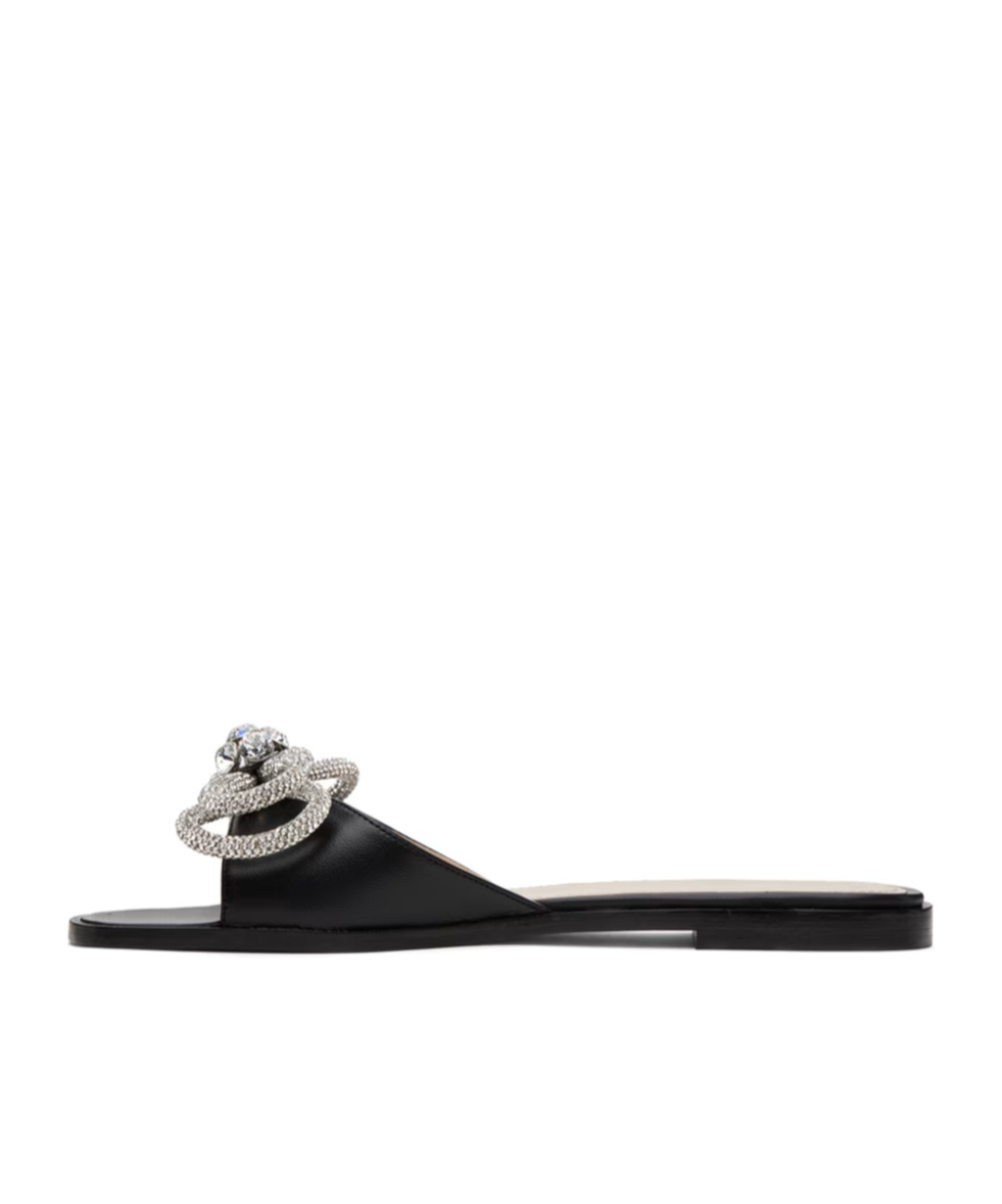 Mach&mach Open Toe Bow Slippers In Black