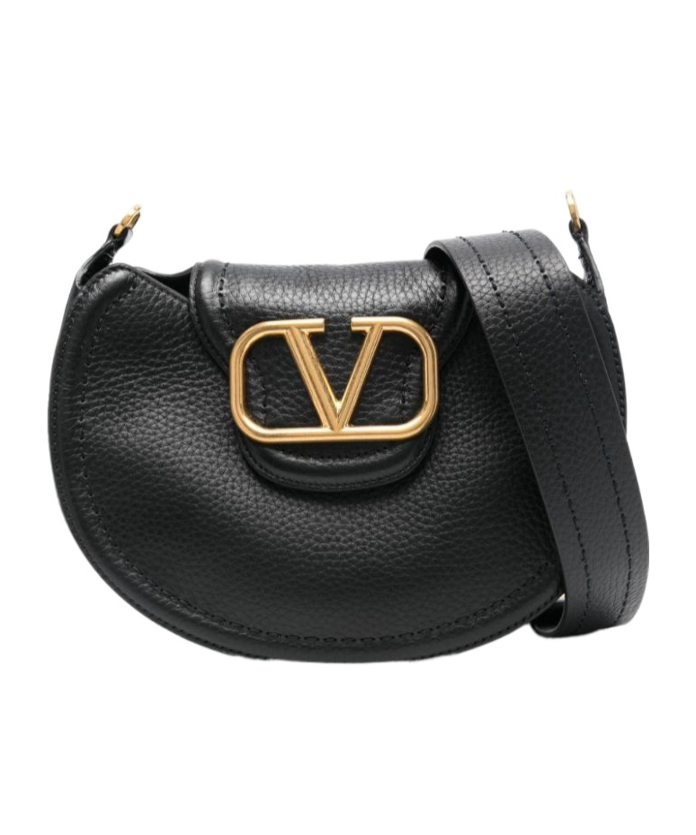 Valentino Vlogo Signature-plaque Shoulder Bag In Black