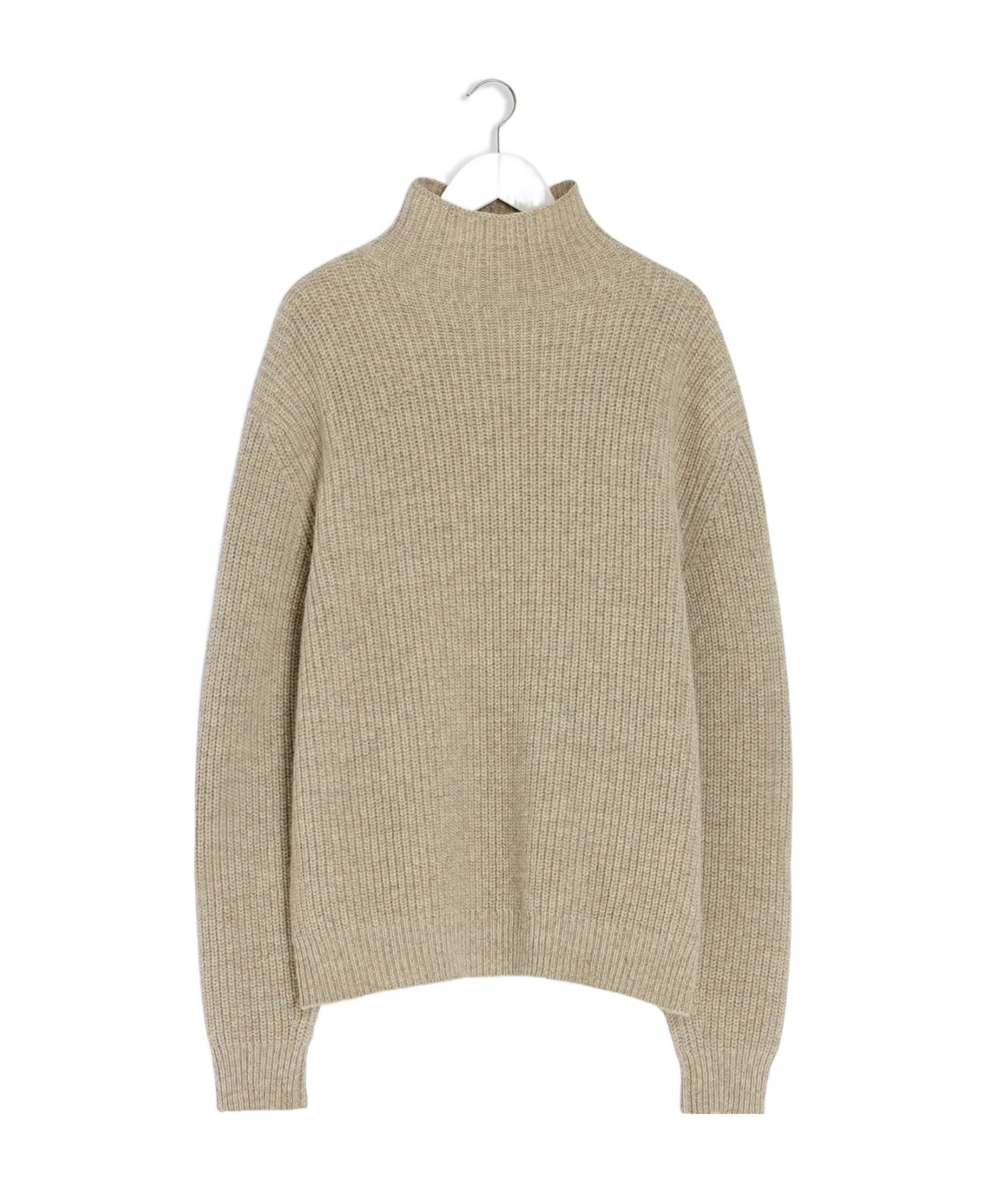 Lemaire Ribbed Highneck Sweater Long Sleeves In Brown