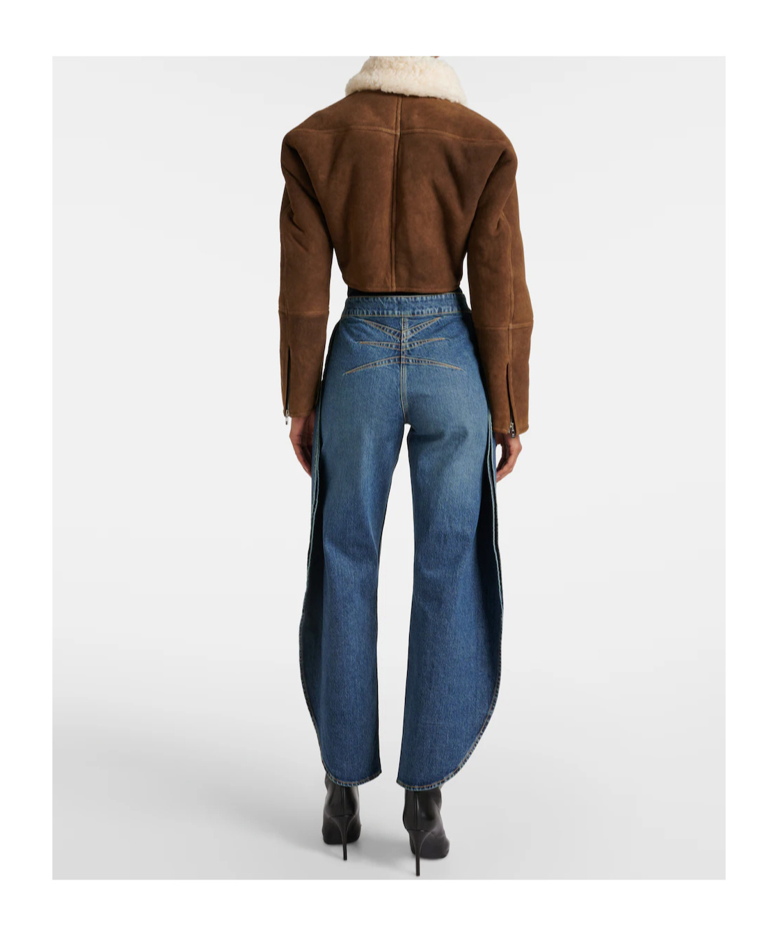 Alaïa Wool Trim Leather Jacket In Brown