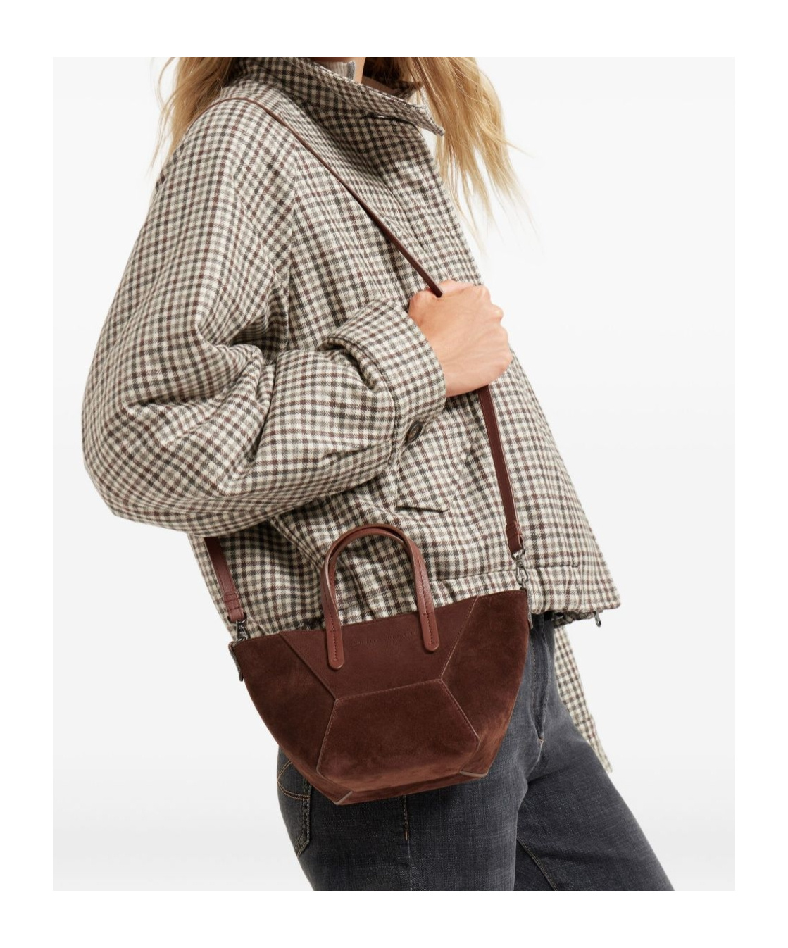 Brunello Cucinelli Leather Tote Bag Adjustable Strap In Burgundy