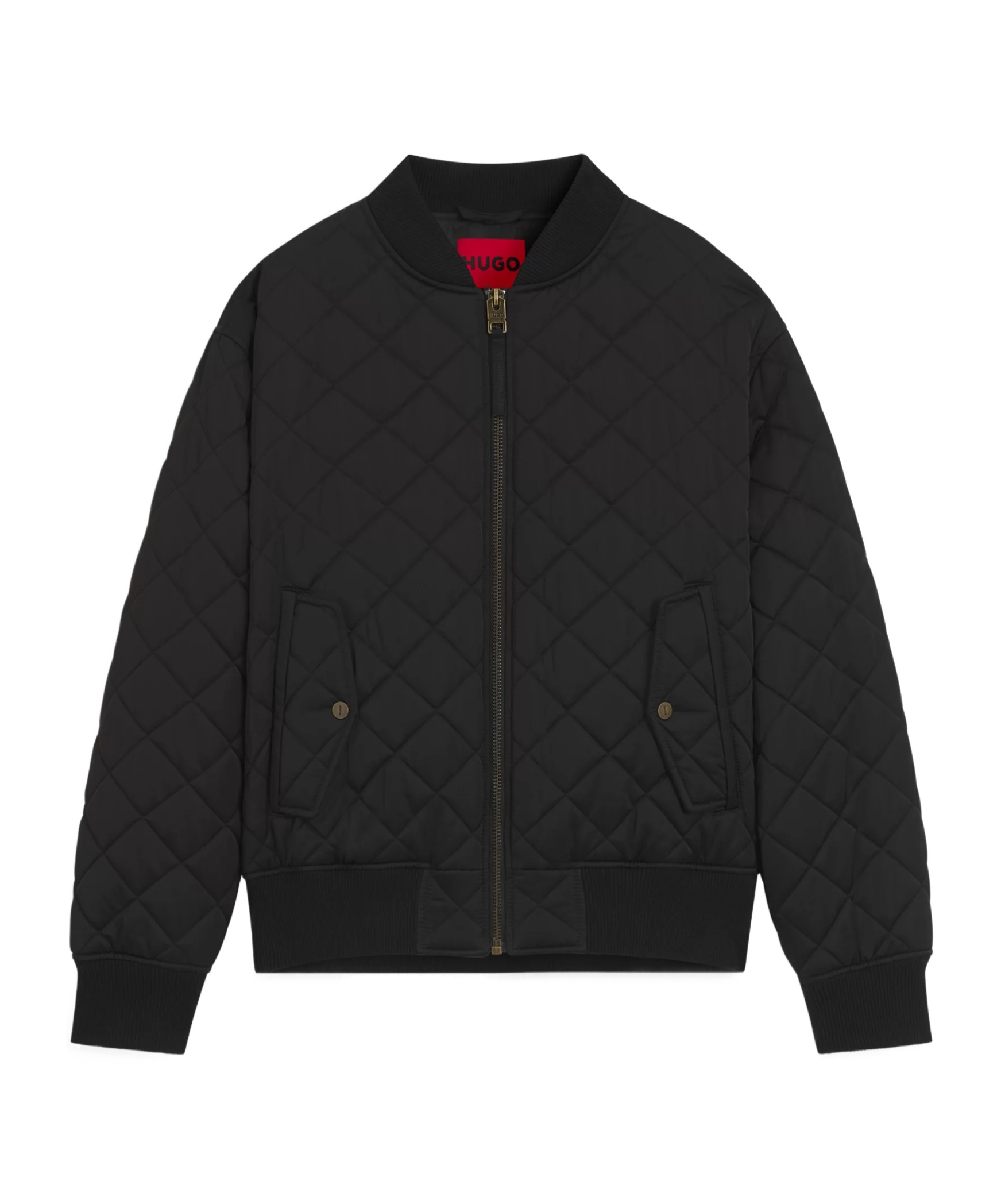 Hugo Boss Waterproof Quilted Satin Jacket In Black