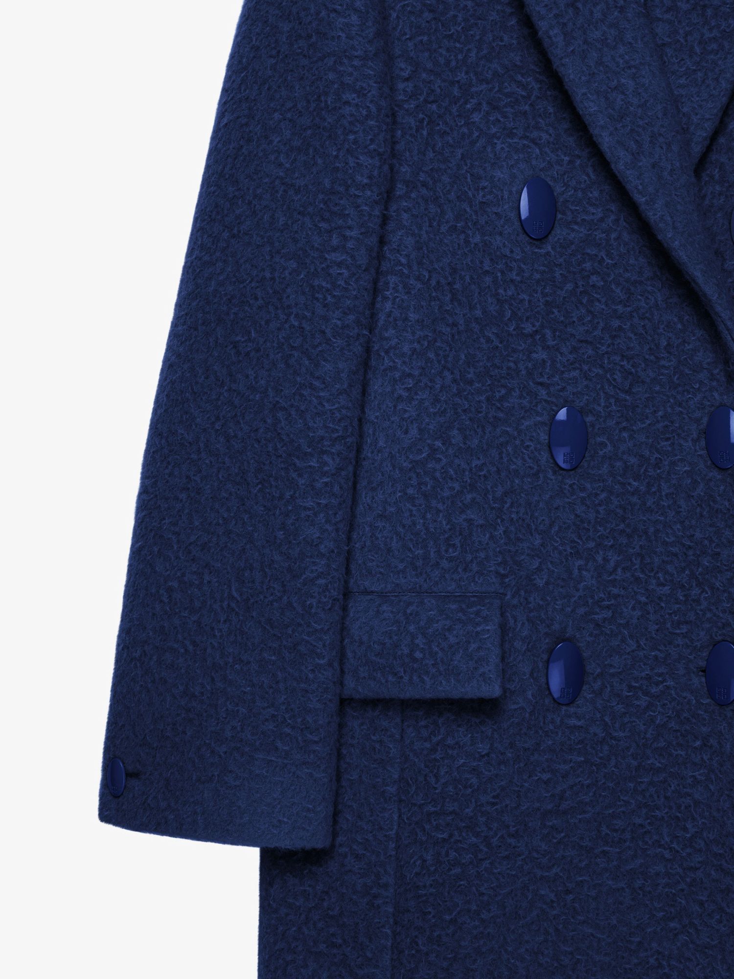 Givenchy Coat In Alpaca Bouclette Wool In Sapphire Blue