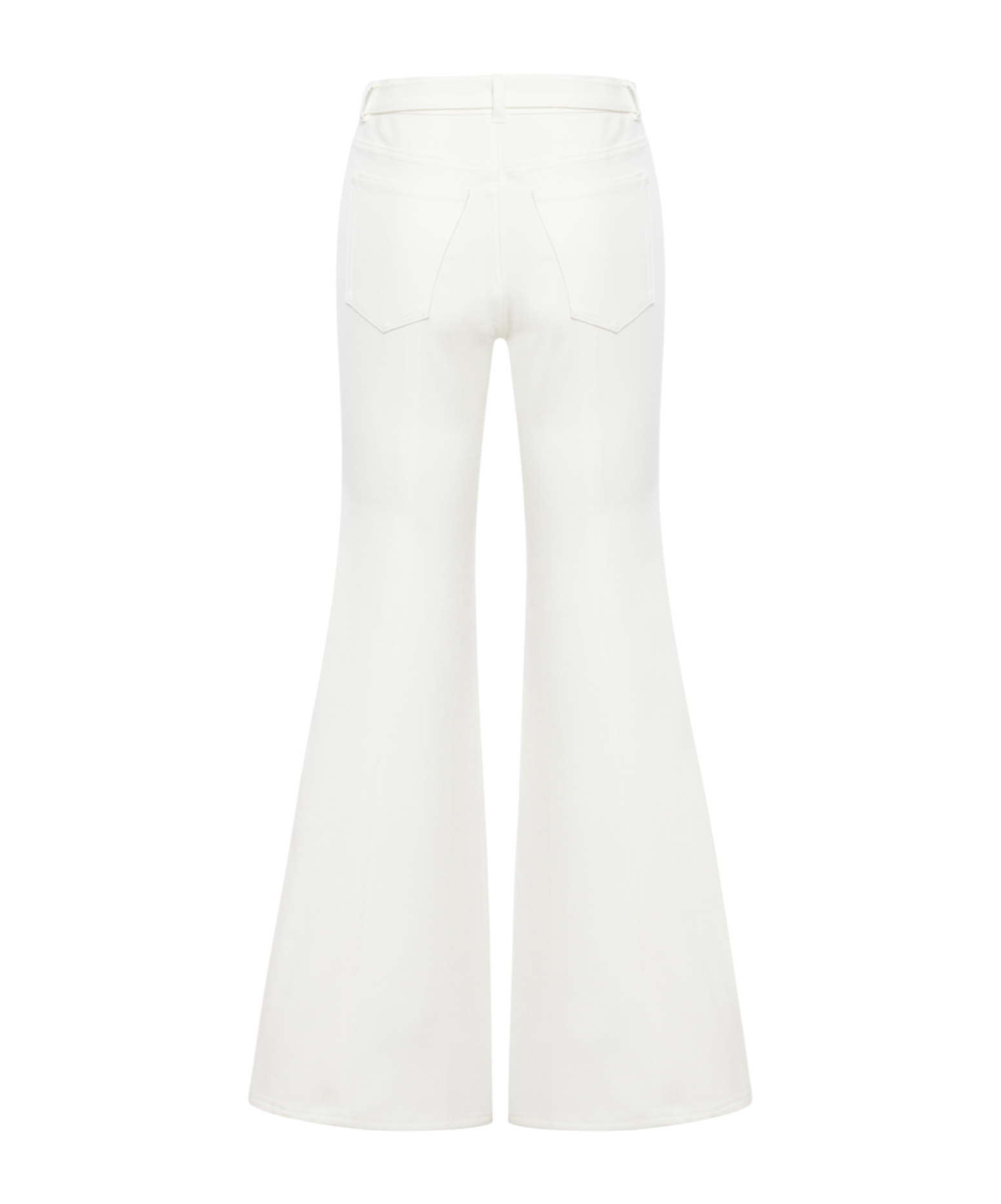 Sacai High-waisted Belted Flared Jeans In White