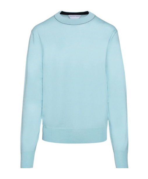 Bottega Veneta Crew Neck Wool Jumper In Blue