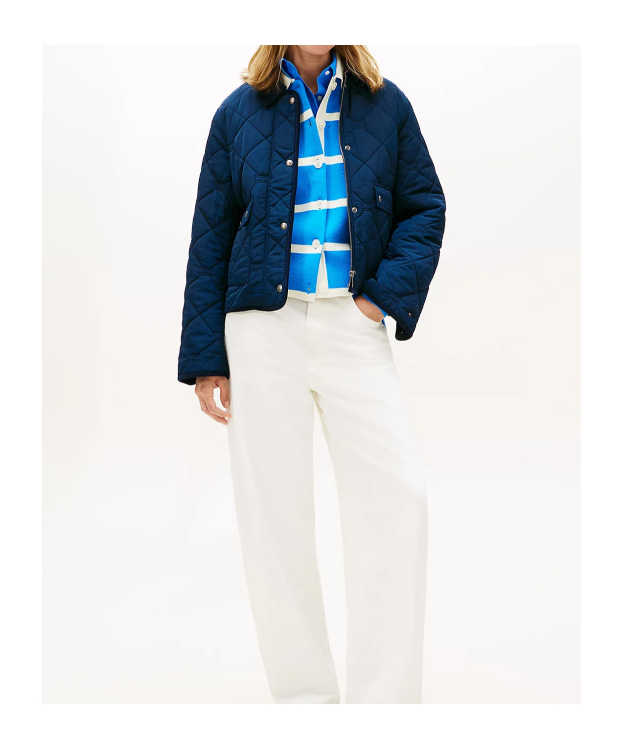 Tommy Hilfiger Padded Flag Quilted Water Repellent Jacket In Blue