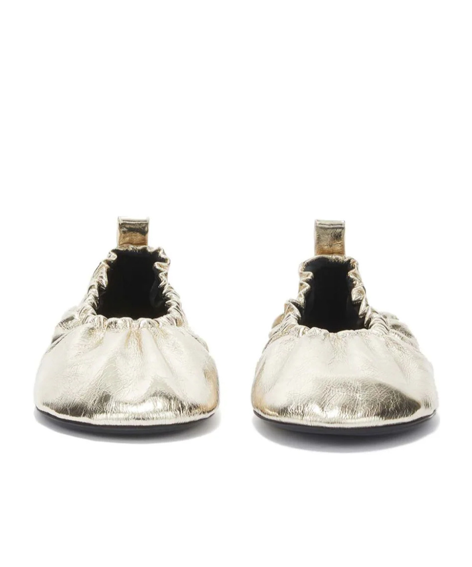 Shop Jil Sander Gathered-detail Leather Ballerina Shoes In White