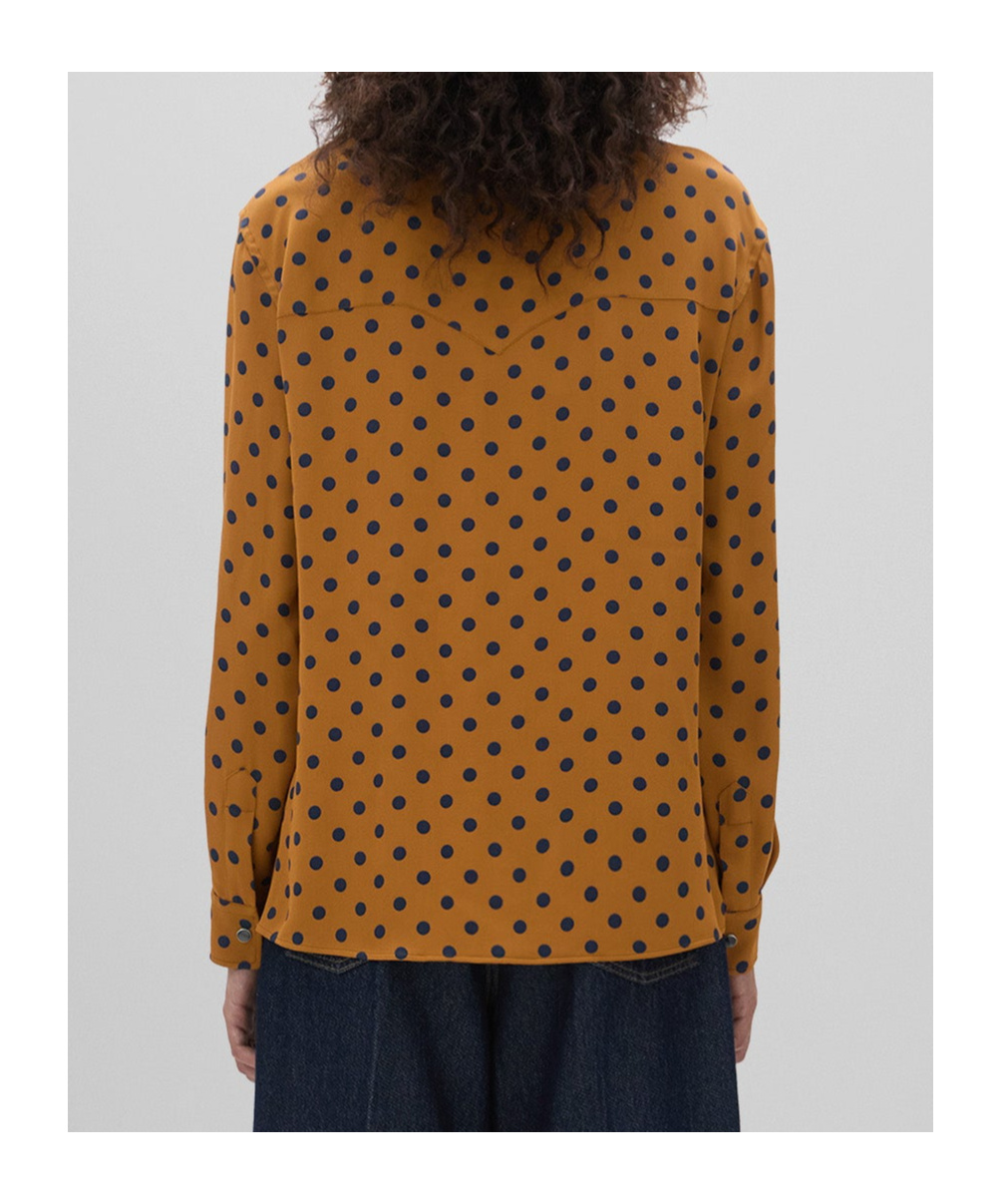 Aspesi Polka Dot Viscose Crepe Shirt In Brown