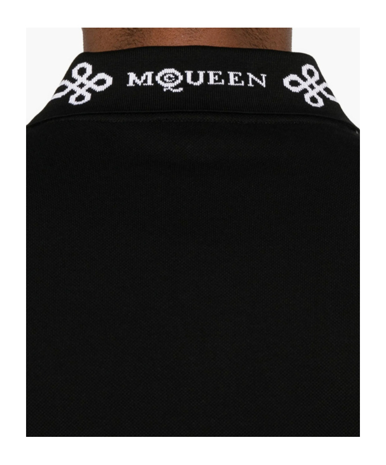 Alexander Mcqueen Polo Shirt With Short Sleeves And Collar In Black