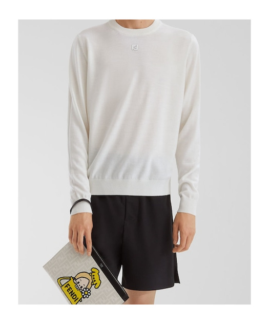 Fendi White Virgin Wool Sweater In White