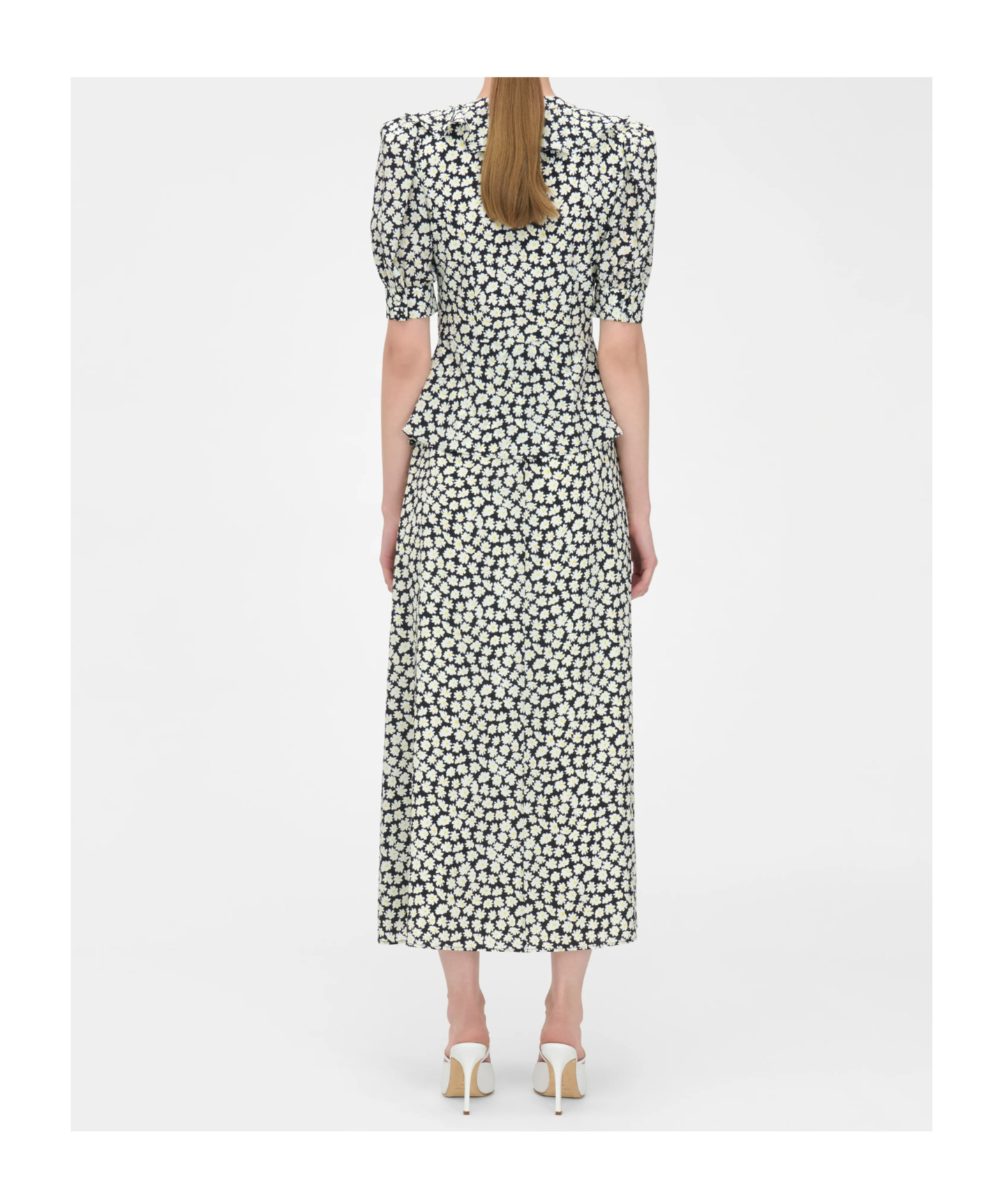 Alessandra Rich Small Flowers Print Dress In Gray