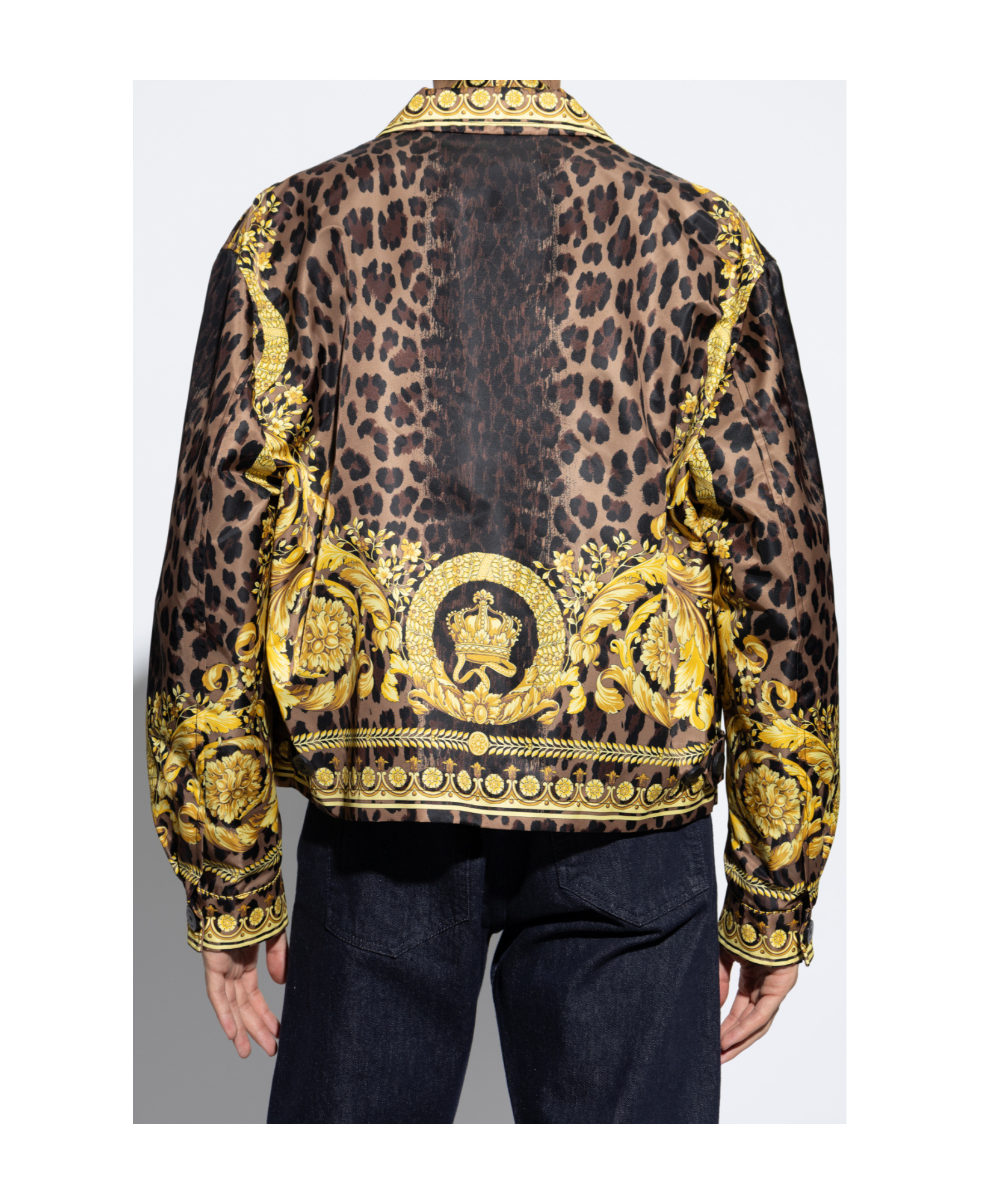 Versace Collar Straight Hem Leopard Print Blazer In Multicolor