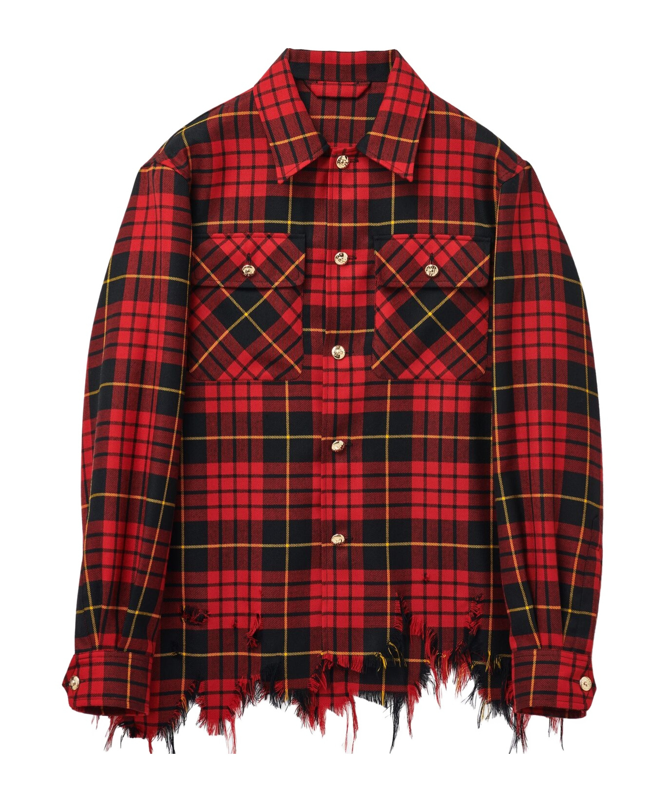 Alexander Mcqueen Distressed Tartan Overshirt Jackets Red In Red