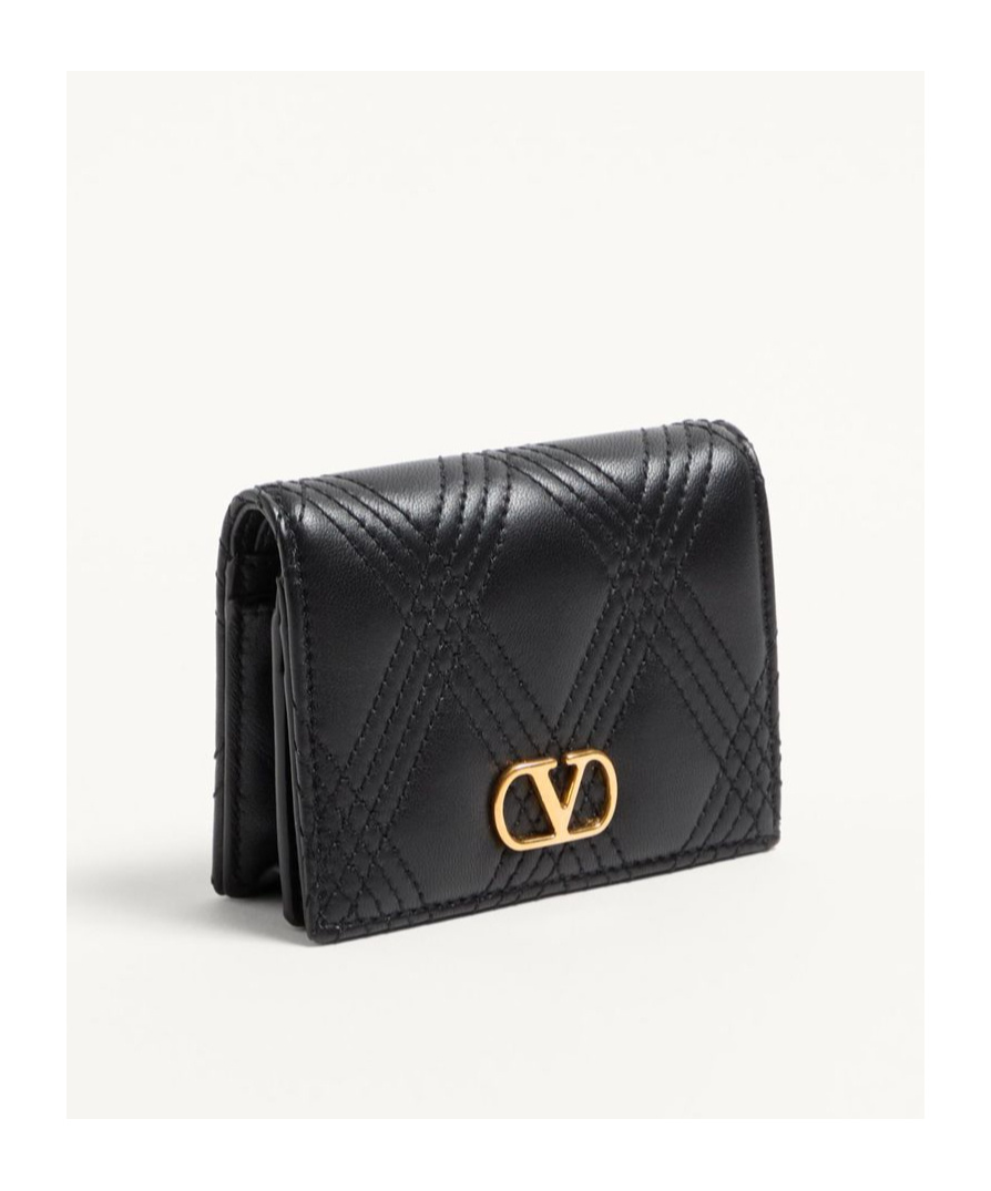 Valentino Garavani Garavani Quiltie 67 Wallet In Quilted Nappa Woman Black Uni In Black