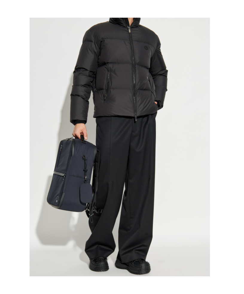 Giorgio Armani Logo-embroidered Quilted Jacket In Black