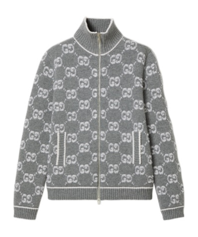 Gucci Long-sleeved Knitted Cardigan In Gray